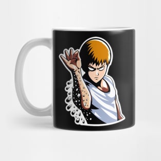 Reigen using his iconic "salt splash" Mug